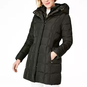 Cole Haan Hooded Down Puffer Coat In Forest